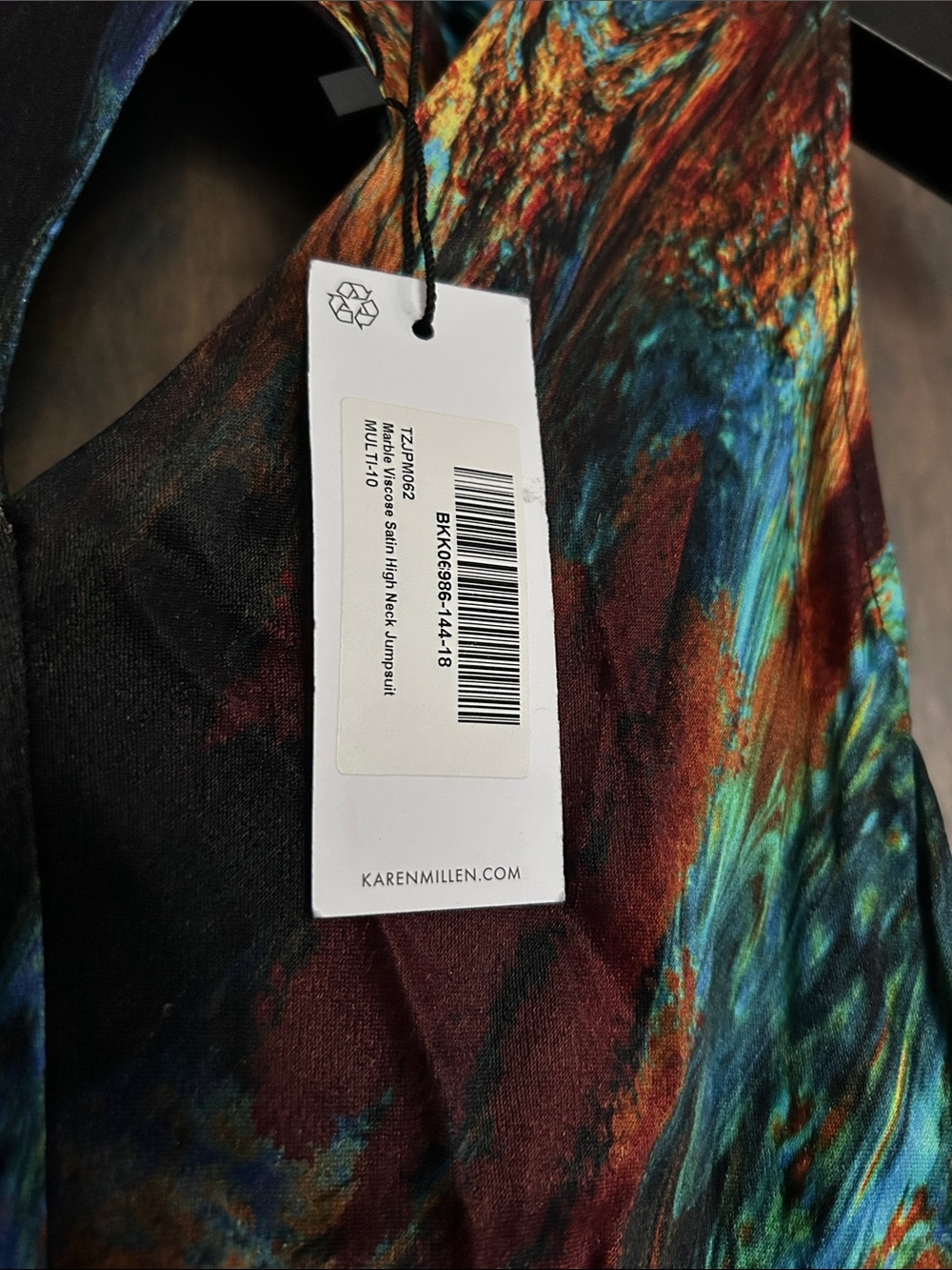 NWT Karen Millen Multicolor Abstract Jumpsuit- Blue, Teal, Orange - Picture 3 of 7